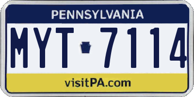 PA license plate MYT7114