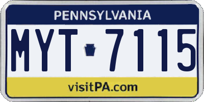 PA license plate MYT7115