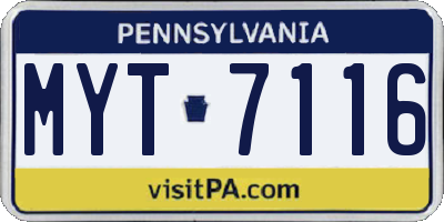 PA license plate MYT7116
