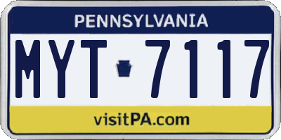 PA license plate MYT7117