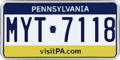 PA license plate MYT7118