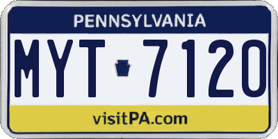 PA license plate MYT7120