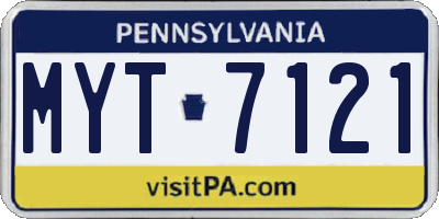 PA license plate MYT7121