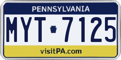 PA license plate MYT7125