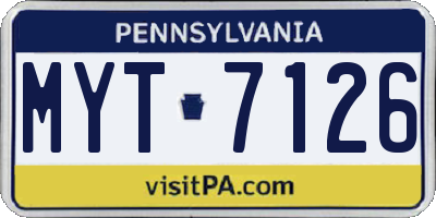 PA license plate MYT7126