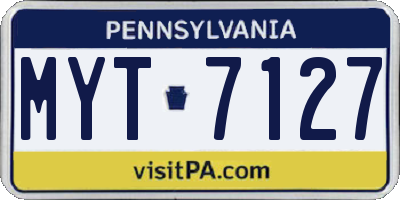 PA license plate MYT7127