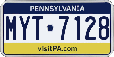 PA license plate MYT7128