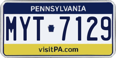 PA license plate MYT7129