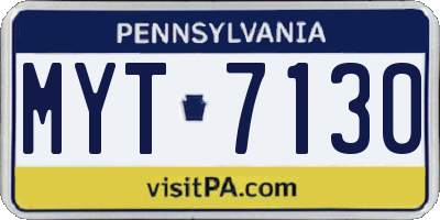 PA license plate MYT7130