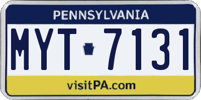 PA license plate MYT7131