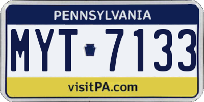 PA license plate MYT7133