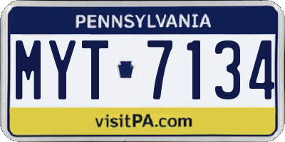 PA license plate MYT7134