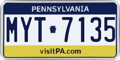 PA license plate MYT7135