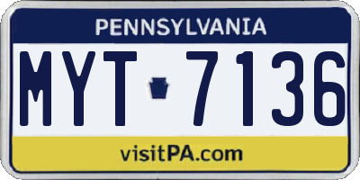 PA license plate MYT7136