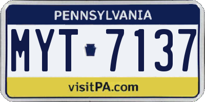 PA license plate MYT7137