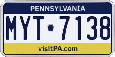 PA license plate MYT7138