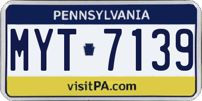 PA license plate MYT7139