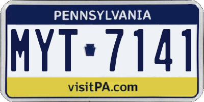 PA license plate MYT7141