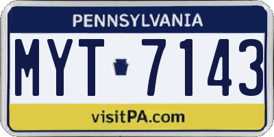 PA license plate MYT7143