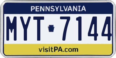 PA license plate MYT7144