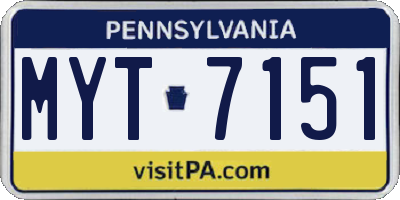 PA license plate MYT7151