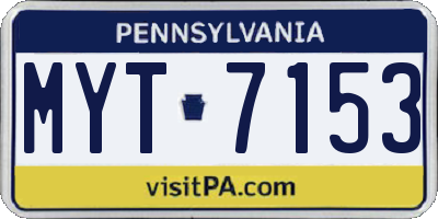 PA license plate MYT7153
