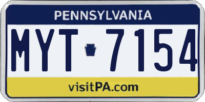 PA license plate MYT7154