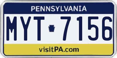PA license plate MYT7156