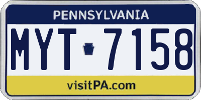 PA license plate MYT7158