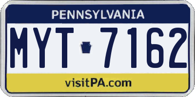 PA license plate MYT7162