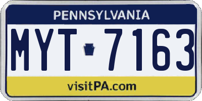 PA license plate MYT7163