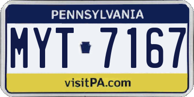 PA license plate MYT7167