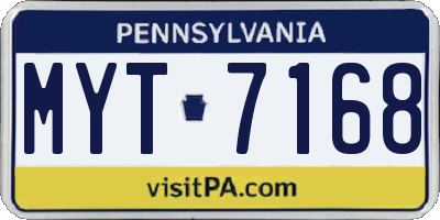 PA license plate MYT7168