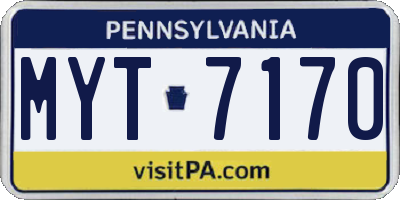 PA license plate MYT7170