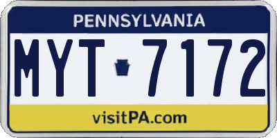 PA license plate MYT7172