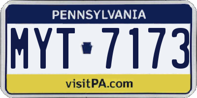 PA license plate MYT7173
