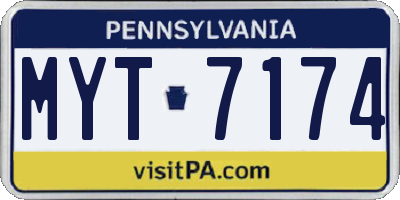 PA license plate MYT7174