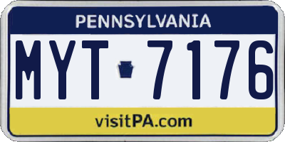 PA license plate MYT7176
