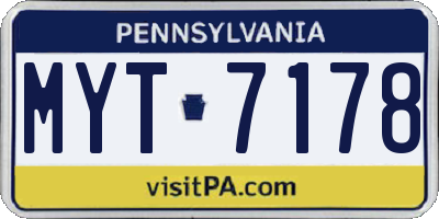 PA license plate MYT7178