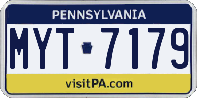 PA license plate MYT7179