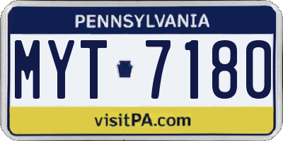 PA license plate MYT7180