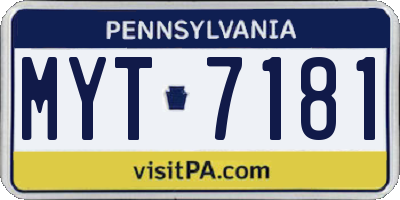 PA license plate MYT7181