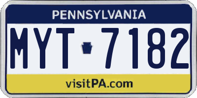 PA license plate MYT7182