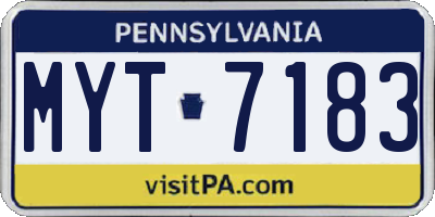 PA license plate MYT7183