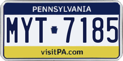 PA license plate MYT7185