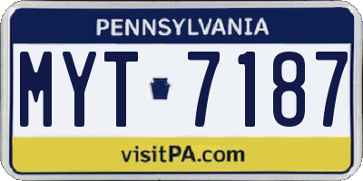 PA license plate MYT7187