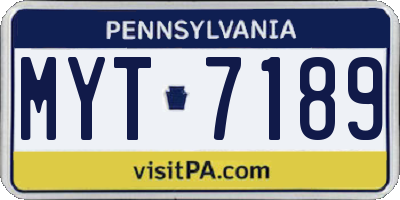 PA license plate MYT7189