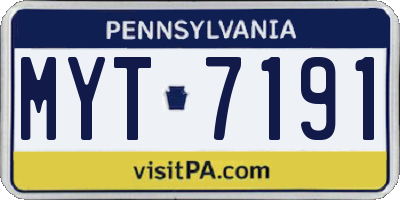 PA license plate MYT7191