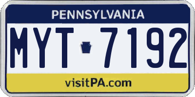 PA license plate MYT7192