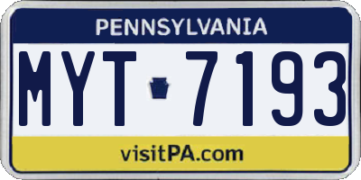 PA license plate MYT7193